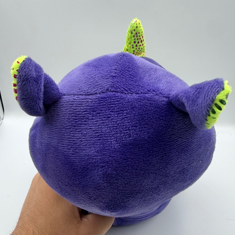 Purple Rhino Plush Toy Neon Green Holographic Scales 10 Inch 3GJUMMIX56 - Picture 5 of 7